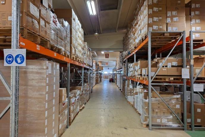 A warehouse aisle