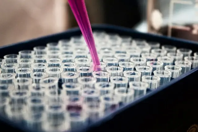 Pipette und biologische Probe.